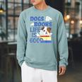 Dog Books Life Is Great Raglan Sleeve Sweatshirt Cardinal