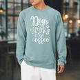 Dogs Books & Coffee Puppy Dog Coffee Book Lover Raglan Sleeve Sweatshirt Cardinal