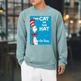 Dr Seuss The Cat In The Hat Book Cover Premium Raglan Sleeve Sweatshirt Cardinal