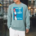Dr Seuss The Cat In The Hat Book Cover Raglan Sleeve Sweatshirt Cardinal