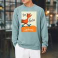 Dr Seuss Fox In Socks Book Cover Raglan Sleeve Sweatshirt Cardinal