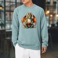 Dragon With Book Raglan Sleeve Sweatshirt Cardinal