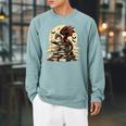 Dragon Reading a Book Dragons And Books Lover Bookworm Raglan Sleeve Sweatshirt Cardinal