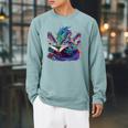Dragon Reading Book Raglan Sleeve Sweatshirt Cardinal