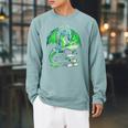 Dragon Reading Books Bookworm Raglan Sleeve Sweatshirt Cardinal