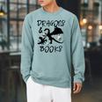 Dragons & Books Reading Raglan Sleeve Sweatshirt Cardinal
