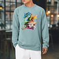 Dragons And Books Watercolor Fantasy Dragon Lover Theme Raglan Sleeve Sweatshirt Cardinal