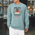 Drink Coffee Read Books Be Happy Raglan Sleeve Sweatshirt Cardinal