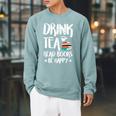 Drink Tea Read Books Be Happy Reading Book Lover Raglan Sleeve Sweatshirt Cardinal Drink Tea Read Books Be Happy Reading Book Lover Raglan Sleeve Sweatshirt Cardinal