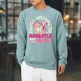 Easily Distracted By Axolotls And Books Cute Animal Lover Raglan Sleeve Sweatshirt Cardinal