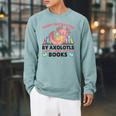 Easily Distracted By Axolotls And Books Cute Axolotl Raglan Sleeve Sweatshirt Cardinal