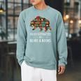 Easily Distracted By Bears & Books Lover Mammal Animal Raglan Sleeve Sweatshirt Cardinal