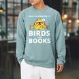 Easily Distracted By Birds And Books Raglan Sleeve Sweatshirt Cardinal