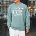 Easily Distracted By Bunnies And Books Raglan Sleeve Sweatshirt Cardinal