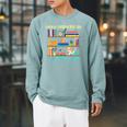 Easily Distracted By Cats And Books Cat Book Lovers Bookworm Raglan Sleeve Sweatshirt Cardinal