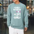 Easily Distracted By Cats And Books Reading Book Lover Raglan Sleeve Sweatshirt Cardinal Easily Distracted By Cats And Books Reading Book Lover Raglan Sleeve Sweatshirt Cardinal