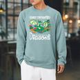 Easily Distracted By Coffee Books And Dragons Fantasy Sci-Fi Raglan Sleeve Sweatshirt Cardinal