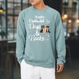 Easily Distracted By Dogs And Books Tee Raglan Sleeve Sweatshirt Cardinal