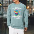 Easily Distracted By Dragons & Books Bookworm Library Raglan Sleeve Sweatshirt Cardinal
