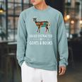 Easily Distracted By Goats & Books Lover Sheep Kid Raglan Sleeve Sweatshirt Cardinal