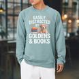 Easily Distracted By Goldens & Books Golden Retriever Dog Raglan Sleeve Sweatshirt Cardinal Easily Distracted By Goldens & Books Golden Retriever Dog Raglan Sleeve Sweatshirt Cardinal