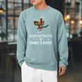 Easily Distracted By Hawks & Books Lover Falcon Bird Raglan Sleeve Sweatshirt Cardinal