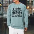 Easily Distracted By Horses And Books Horse Lover Raglan Sleeve Sweatshirt Cardinal