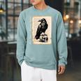 Edgar Allan Poe Raven Gothic Book Lover Raglan Sleeve Sweatshirt Cardinal