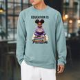 Education Is Freedom African American Girl Reading Book Raglan Sleeve Sweatshirt Cardinal