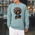 Education Is Freedom History Month Teacher Books Afro For Men Women Raglan Sleeve Sweatshirt Cardinal