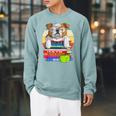 English Bulldog Back To School Book Worm Dog Raglan Sleeve Sweatshirt Cardinal English Bulldog Back To School Book Worm Dog Raglan Sleeve Sweatshirt Cardinal