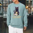 DO YOU EVEN READ BRO Cat Lover's Reading Books Raglan Sleeve Sweatshirt Cardinal