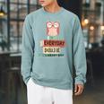 Everyday Should Be Library Day Cute Owl Reading Books Lover Raglan Sleeve Sweatshirt Cardinal