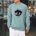 Evil Eye Comic Book Art Eyes Red Blue Grunge Aesthetic Raglan Sleeve Sweatshirt Cardinal Evil Eye Comic Book Art Eyes Red Blue Grunge Aesthetic Raglan Sleeve Sweatshirt Cardinal