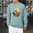 Existential Crisis Club Lifetime Member Skull Books Sarcasm Raglan Sleeve Sweatshirt Cardinal