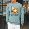 Fall Cat Ghosting You For Book Halloween Ghost Reading Raglan Sleeve Sweatshirt Cardinal