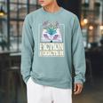 Fiction Addiction Book Reader And Booklover Raglan Sleeve Sweatshirt Cardinal