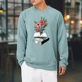 Floral Book Reader Fan For Reading Flower Books With Blooms Raglan Sleeve Sweatshirt Cardinal Floral Book Reader Fan For Reading Flower Books With Blooms Raglan Sleeve Sweatshirt Cardinal