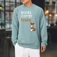 Fox Books Coffee Foxes Women Fox Graphic Cute Fox Lovers Raglan Sleeve Sweatshirt Cardinal