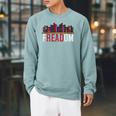 Freadom Shelf Read Reading Book Librarian Men Women Kids Performance Raglan Sleeve Sweatshirt Cardinal