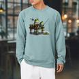 Frog Toad Fishing Vintage Classic Book Frog Raglan Sleeve Sweatshirt Cardinal