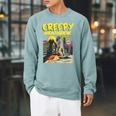 FUNNY Creepy Neighbor Comics Parody Horror Comic Book Raglan Sleeve Sweatshirt Cardinal
