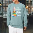 Garden Gnome Easily Distracted By Books Gnomes Raglan Sleeve Sweatshirt Cardinal