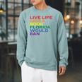 Gay Pride Live Like Book Florida Ban LGBTQ Rainbow Men Women Raglan Sleeve Sweatshirt Cardinal Gay Pride Live Like Book Florida Ban LGBTQ Rainbow Men Women Raglan Sleeve Sweatshirt Cardinal