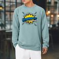 Geography Is My Superpower Comic Book Style Raglan Sleeve Sweatshirt Cardinal