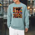 Geometric History Educated Women Reading Book Melanin Raglan Sleeve Sweatshirt Cardinal