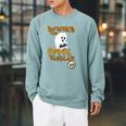 Ghost Books Are Spook-Tacular Halloween Spectacular Reading Raglan Sleeve Sweatshirt Cardinal