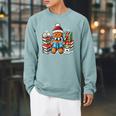 Gingerbread Reading Book Lovers Christmas Bookworm Librarian Raglan Sleeve Sweatshirt Cardinal
