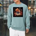 Goldfish Reading A Book Raglan Sleeve Sweatshirt Cardinal
