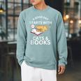 A Good Day Starts With Cats & Books Raglan Sleeve Sweatshirt Cardinal